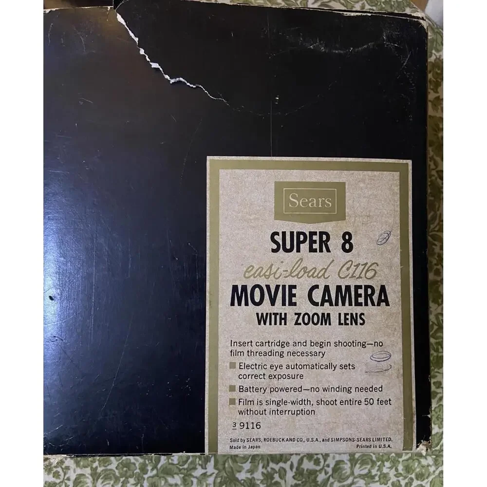 VINTAGE SEARS C 116 SUPER 8mm HOME MOVIE CAMERA EASI-LOAD FILM CAMERA & BOX